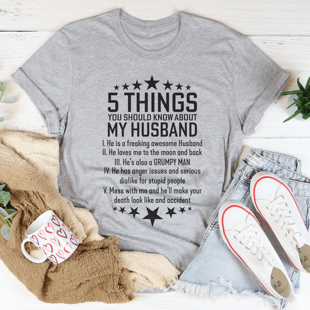 5 Things You Should Know My About My Husband Tee shopmerchmallow 5 Things You Should Know My About My Husband Tee