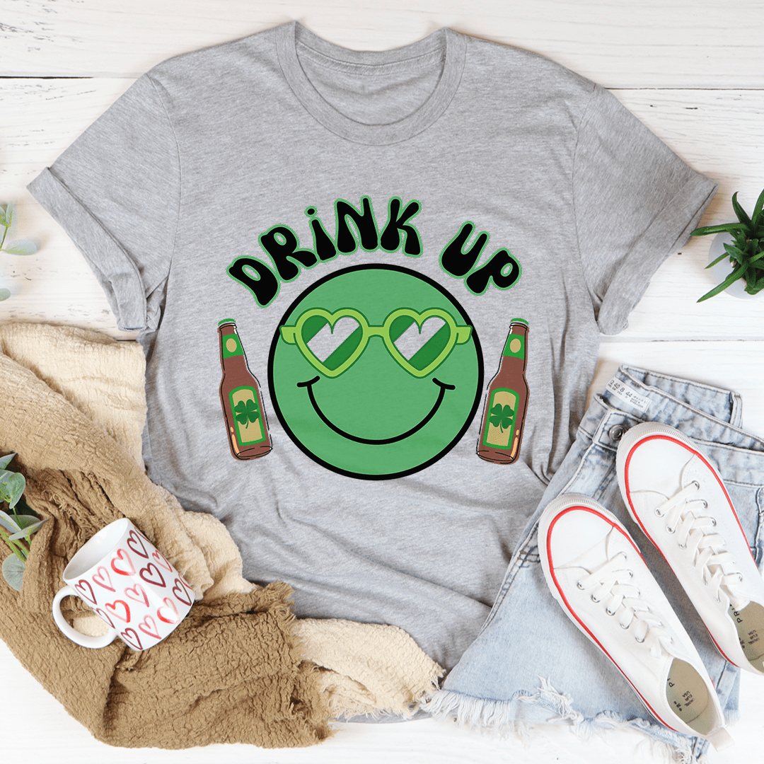 Drink Up Smiley St. Patricks Tee shopmerchmallow Drink Up Smiley St. Patricks Tee