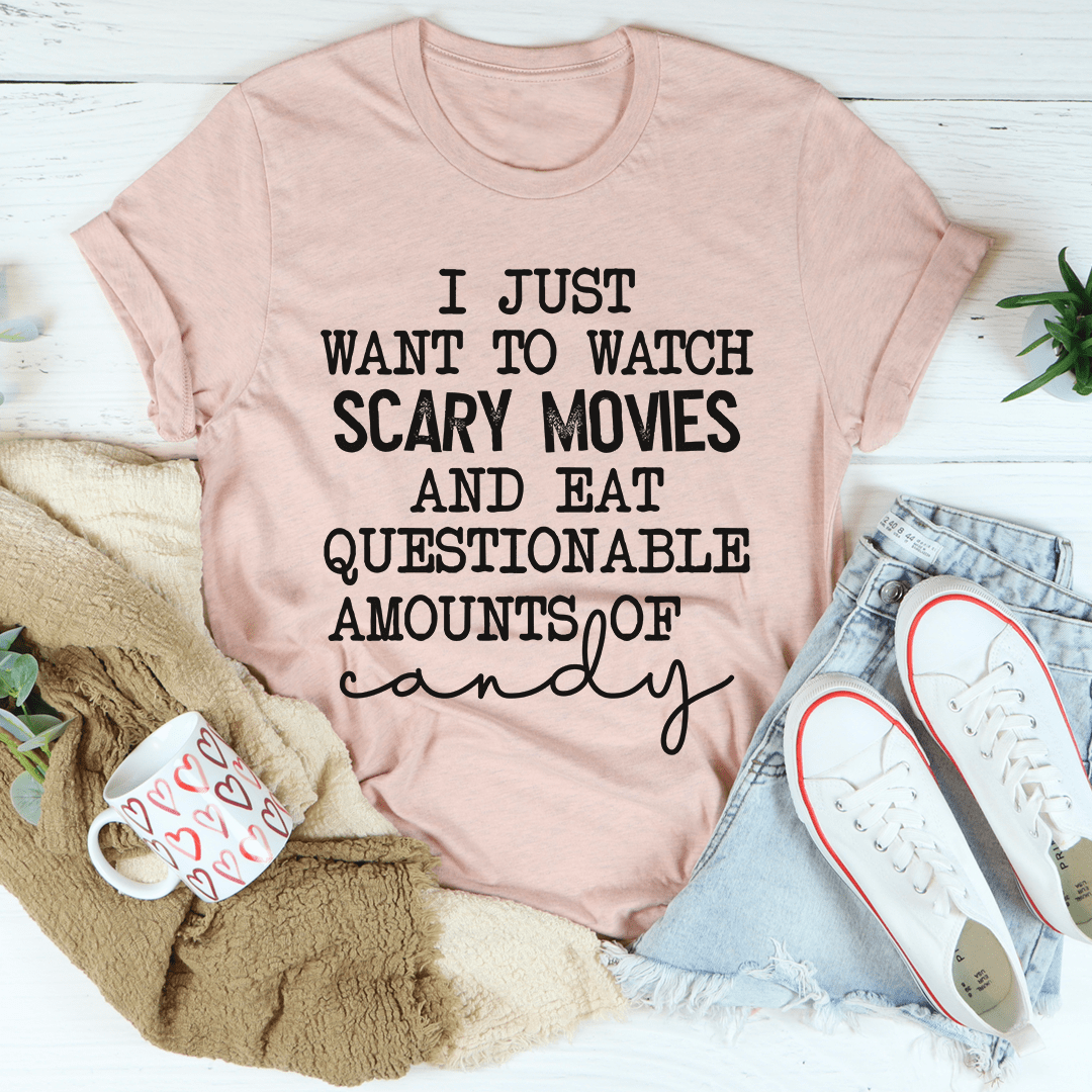 I Just Want To Watch Scary Movies And Eat Candy Tee shopmerchmallow I Just Want To Watch Scary Movies And Eat Candy Tee