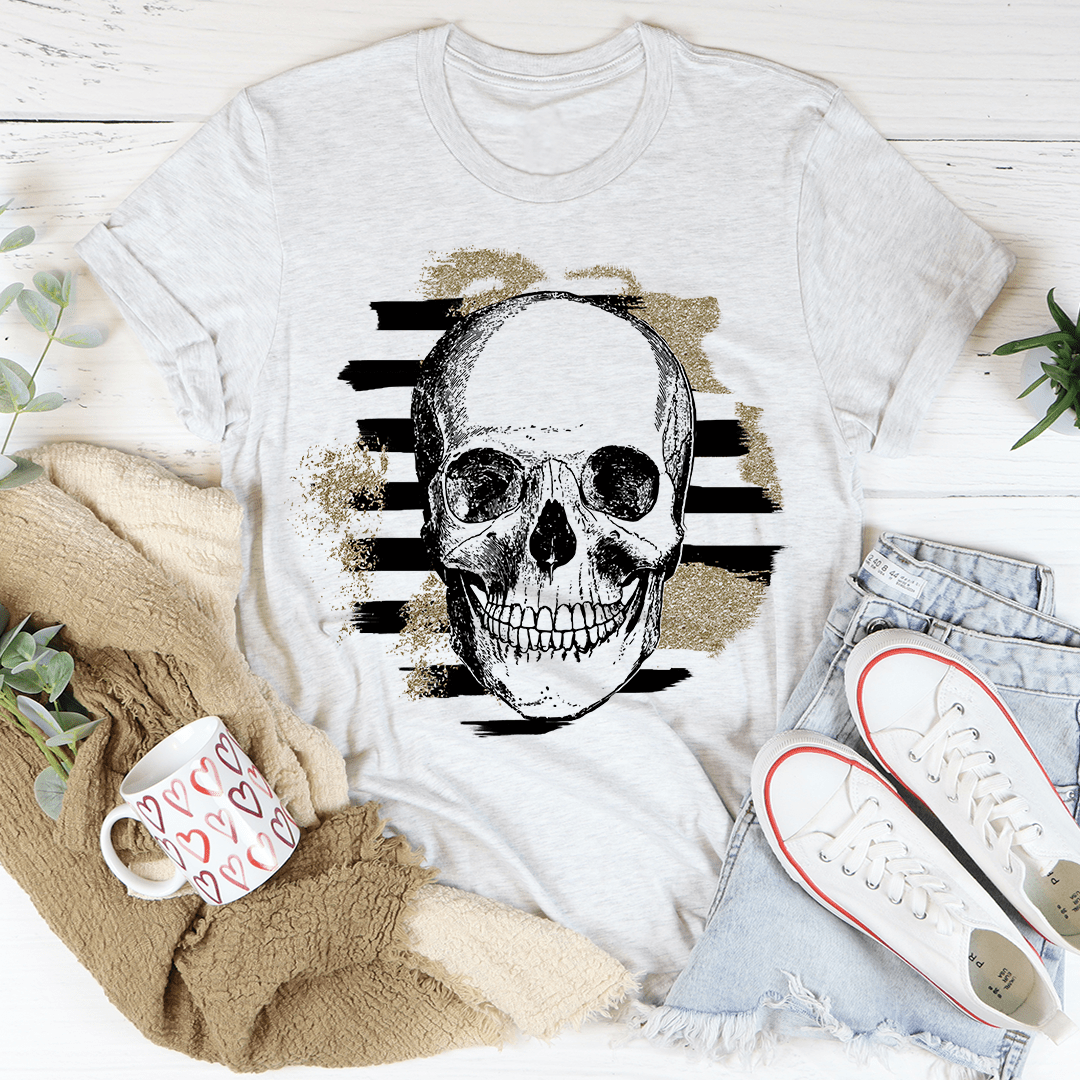 Striped Skull Tee shopmerchmallow Striped Skull Tee