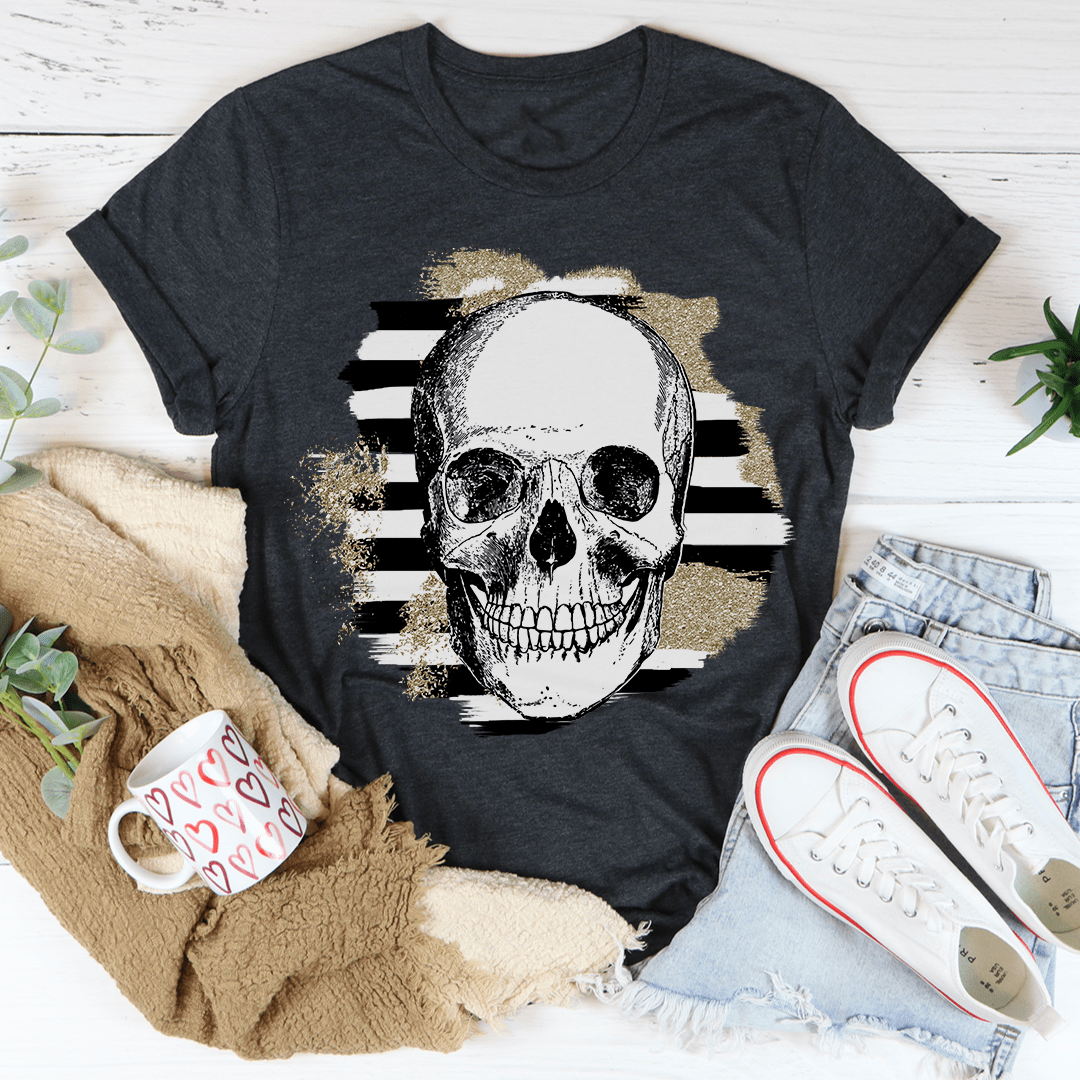 Striped Skull Tee shopmerchmallow Striped Skull Tee