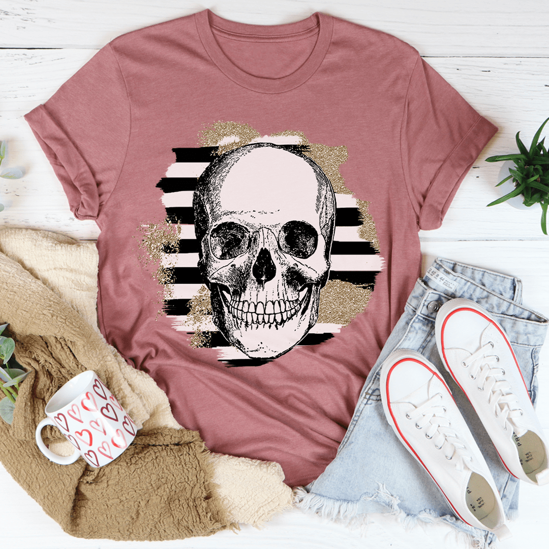 Striped Skull Tee shopmerchmallow Striped Skull Tee
