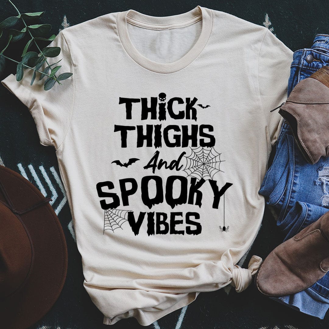 Thick Thighs And Spooky Vibes Tee shopmerchmallow Thick Thighs And Spooky Vibes Tee