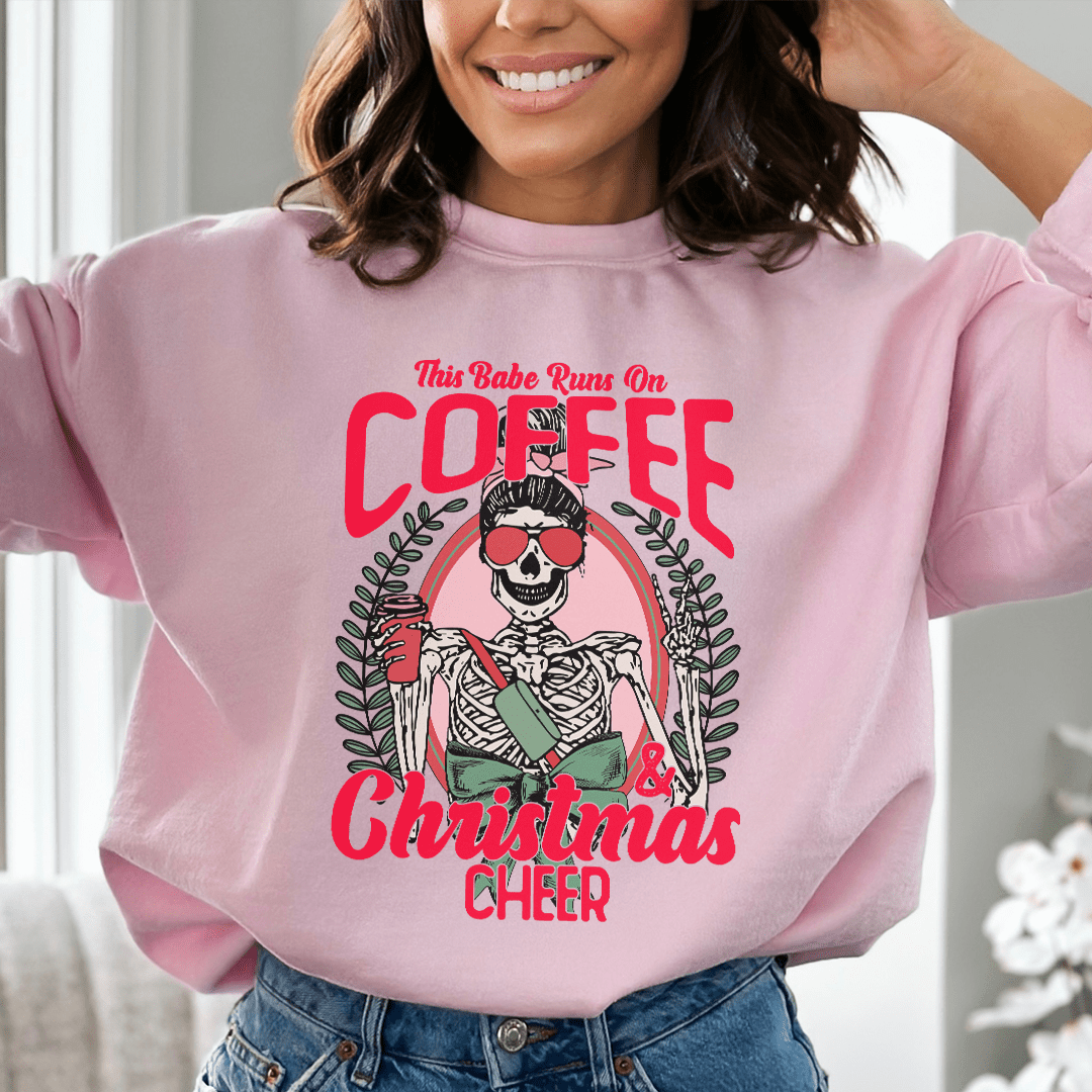 This Babe Runs On Coffee & Christmas Cheer shopmerchmallow This Babe Runs On Coffee & Christmas Cheer