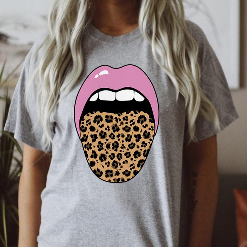 Leopard Tongue Pink Lips T-Shirt shopmerchmallow Leopard Tongue Pink Lips T-Shirt
