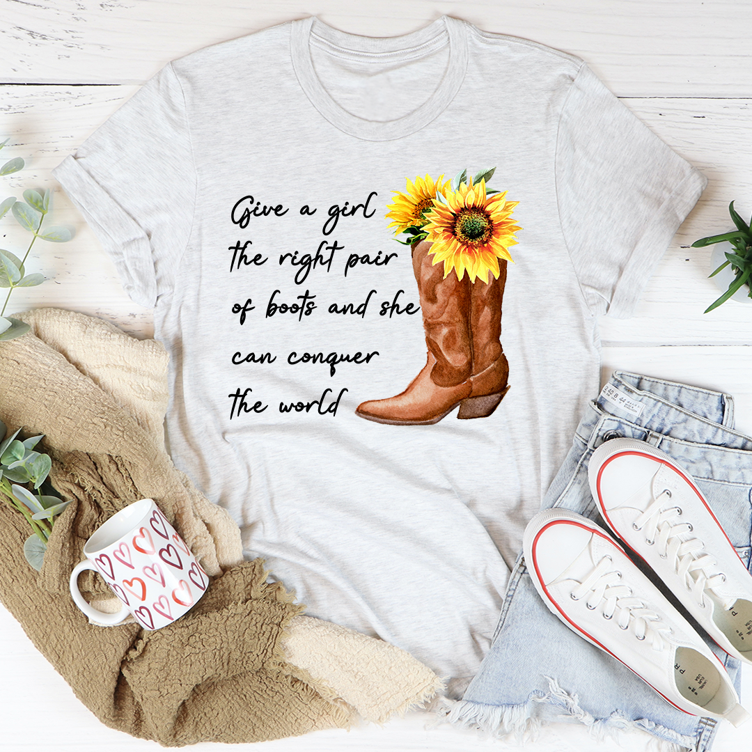 Give A Girl The Right Pair Of Boots T-Shirt shopmerchmallow Give A Girl The Right Pair Of Boots T-Shirt