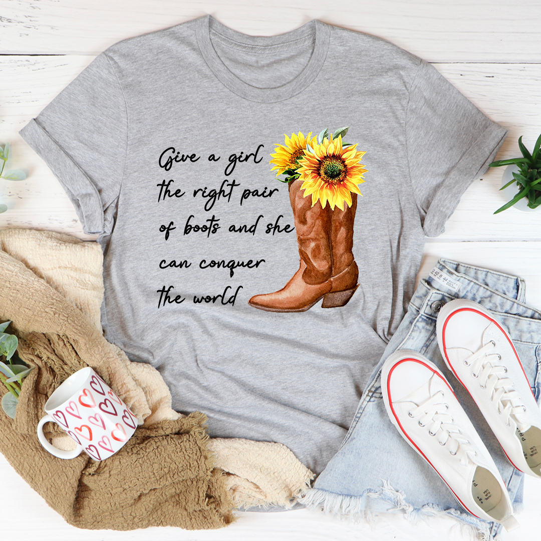 Give A Girl The Right Pair Of Boots T-Shirt shopmerchmallow Give A Girl The Right Pair Of Boots T-Shirt