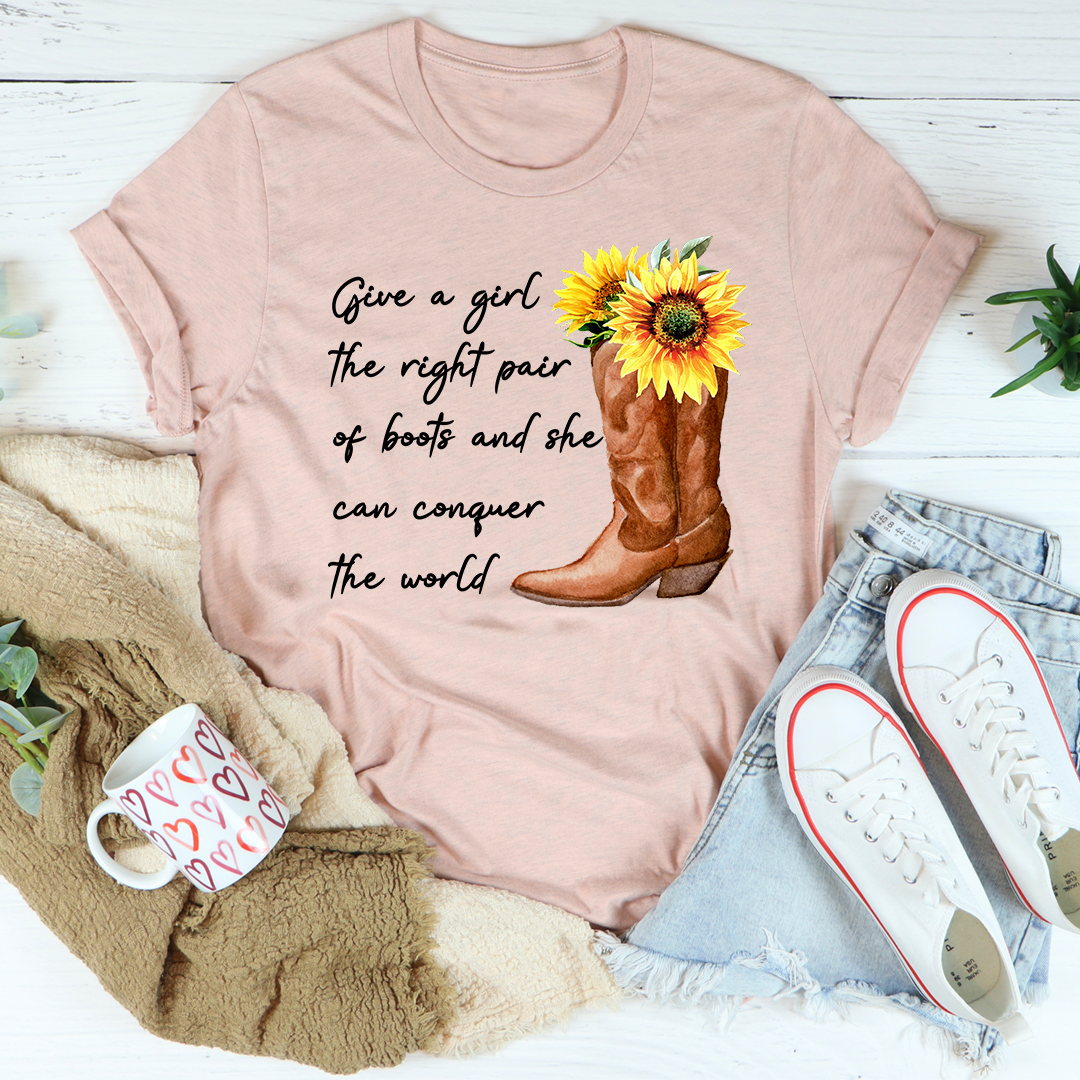 Give A Girl The Right Pair Of Boots T-Shirt shopmerchmallow Give A Girl The Right Pair Of Boots T-Shirt