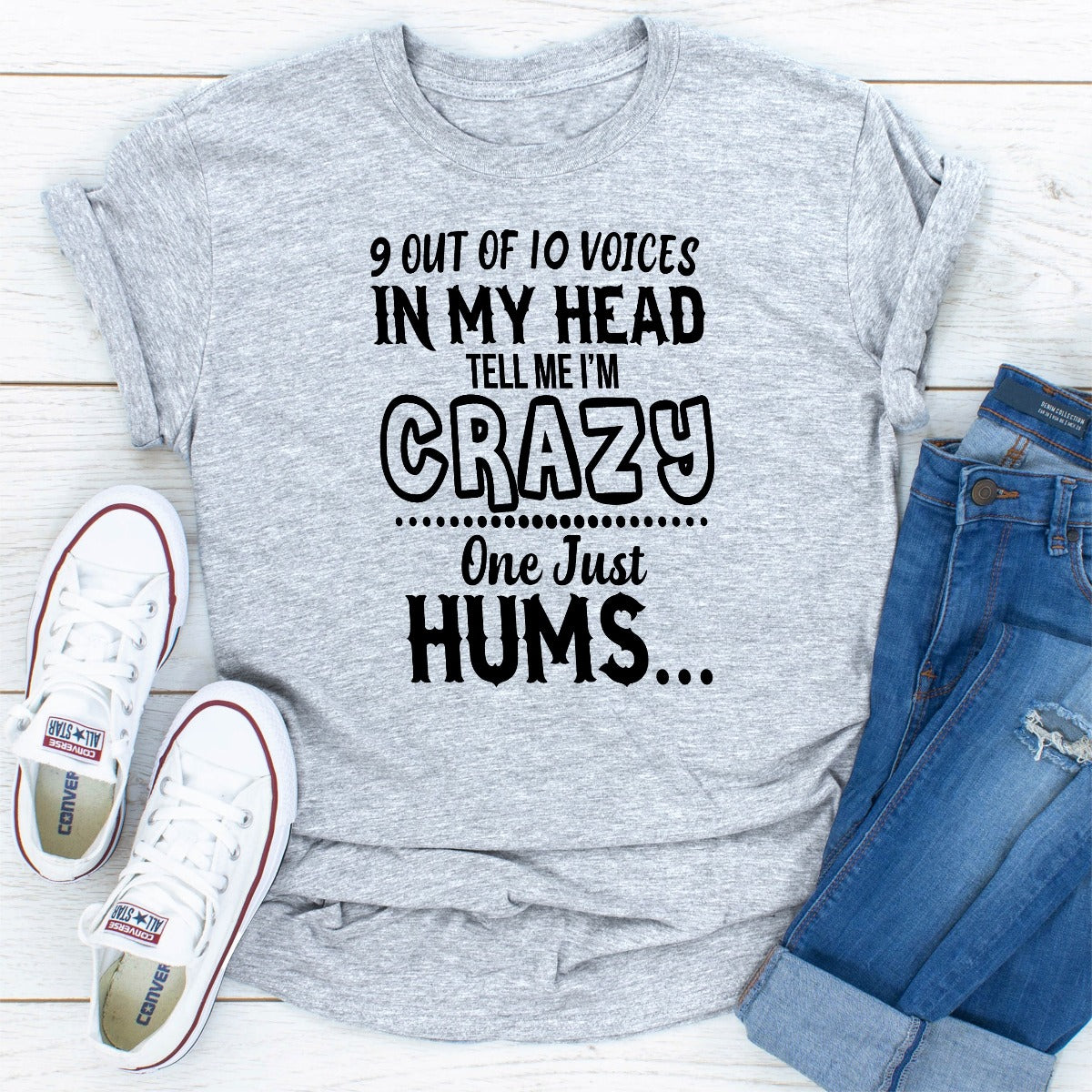 9 Of 10 Voices In My Head Tell Me I'm Crazy One Just Hums T-Shirt shopmerchmallow 9 Of 10 Voices In My Head Tell Me I'm Crazy One Just Hums T-Shirt