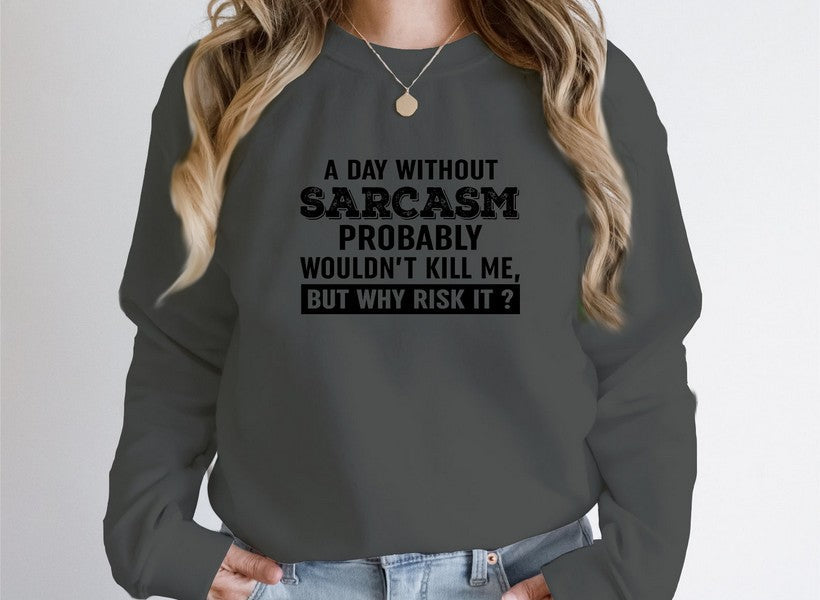 A Day Without Sarcasm Sweat Shirt shopmerchmallow Virgin Teez - Black Hoodie