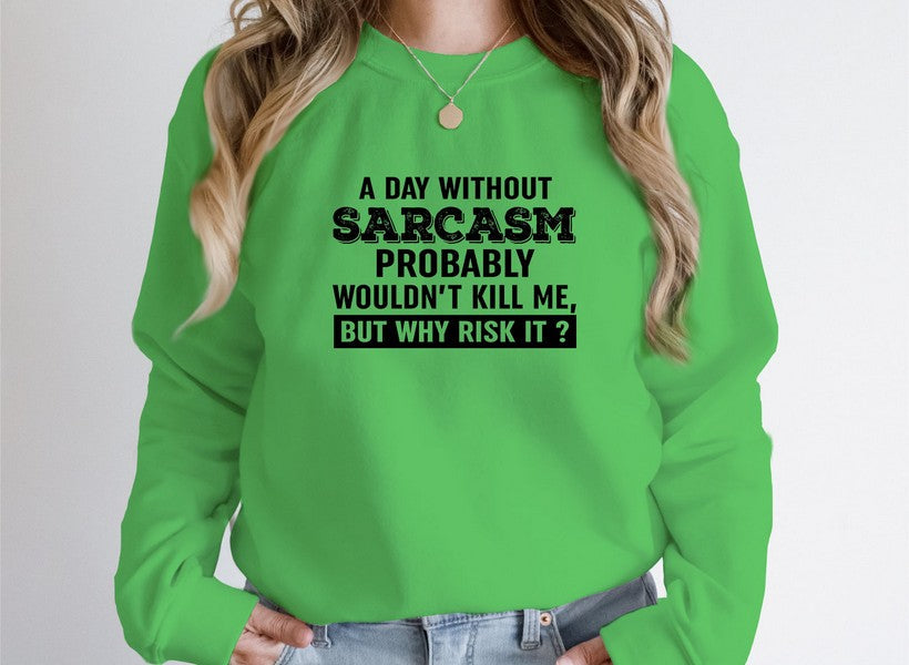 A Day Without Sarcasm Sweat Shirt shopmerchmallow Virgin Teez - Black Hoodie