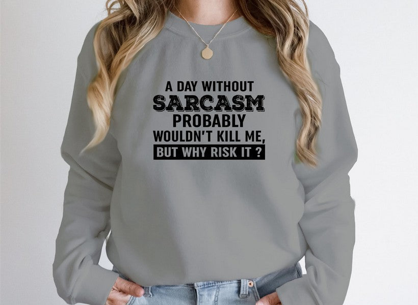 A Day Without Sarcasm Sweat Shirt shopmerchmallow Virgin Teez - Black Hoodie