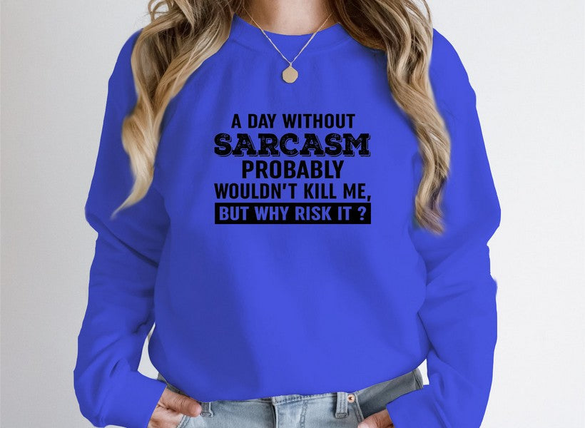 A Day Without Sarcasm Sweat Shirt shopmerchmallow Virgin Teez - Black Hoodie