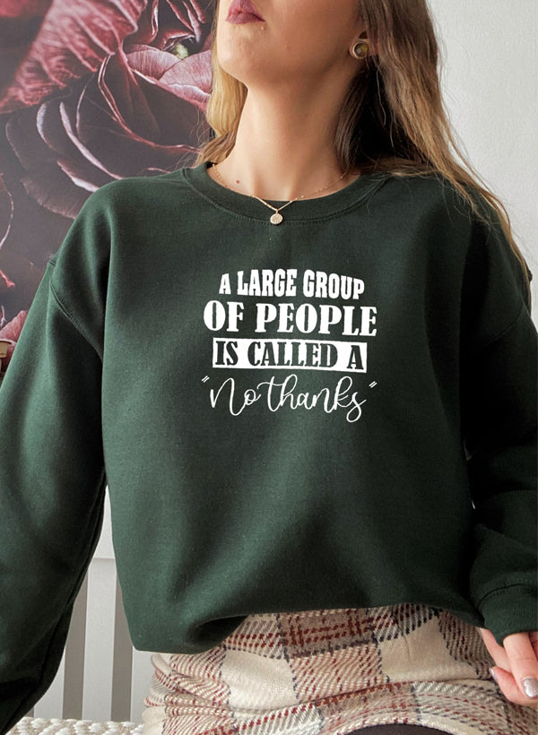 A Large Group Of People Is Called A No Thanks Sweat Shirt shopmerchmallow Virgin Teez - Black Hoodie