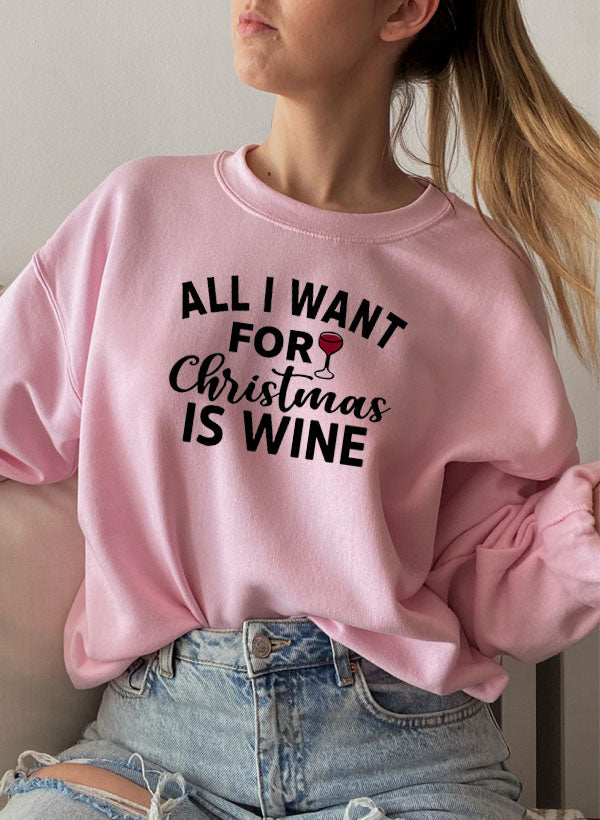 All I Want For Christmas Is Wine Sweat Shirt shopmerchmallow Virgin Teez - Black Hoodie