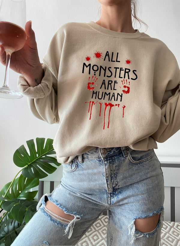 All Monsters Are Human Sweat Shirt shopmerchmallow Virgin Teez - Black Hoodie