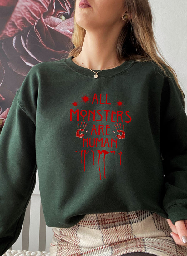 All Monsters Are Human Sweat Shirt shopmerchmallow Virgin Teez - Black Hoodie