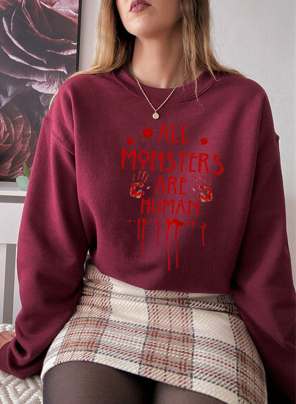 All Monsters Are Human Sweat Shirt shopmerchmallow Virgin Teez - Black Hoodie