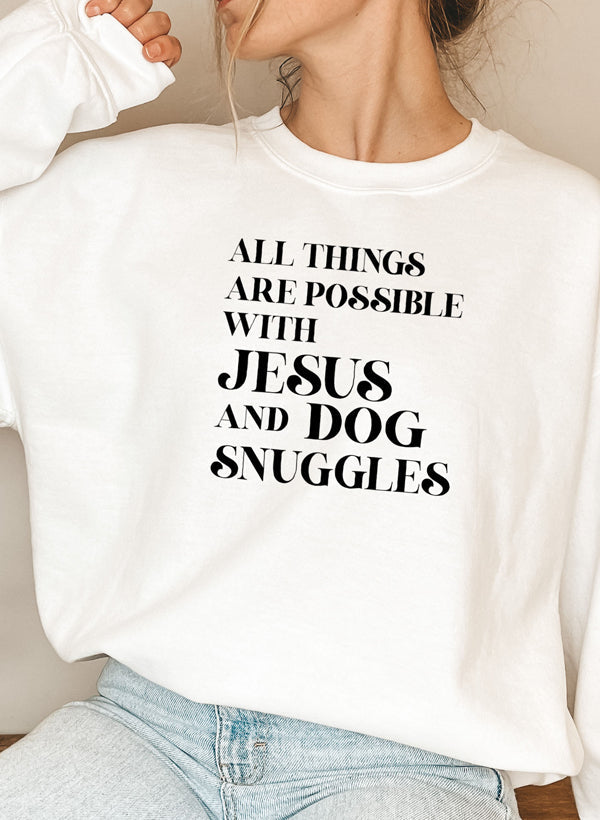 All Things Are Possible with Jesus Sweat Shirt shopmerchmallow Virgin Teez - Black Hoodie