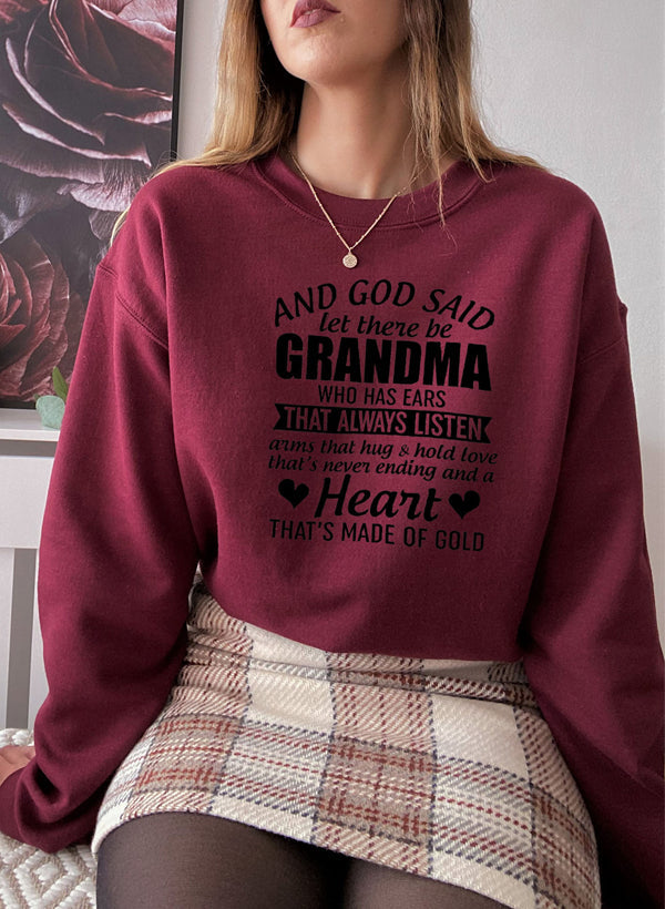 And God Said Let There Be Grandma Sweat Shirt shopmerchmallow Virgin Teez - Black Hoodie