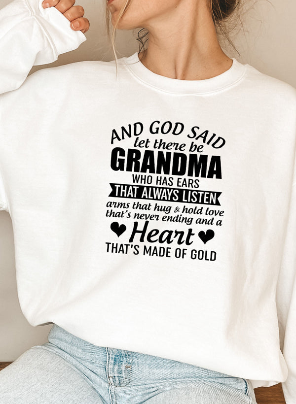 And God Said Let There Be Grandma Sweat Shirt shopmerchmallow Virgin Teez - Black Hoodie