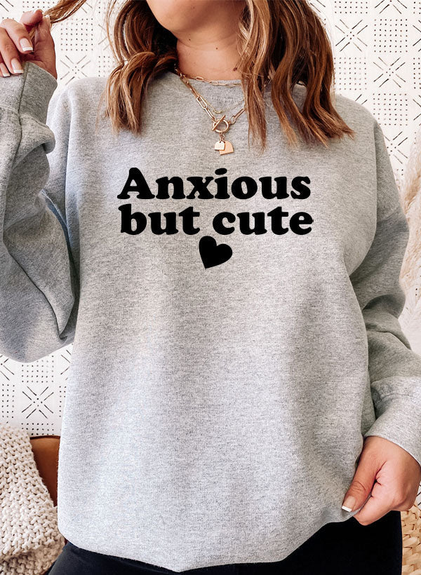 Anxious But Cute Sweat Shirt shopmerchmallow Virgin Teez - Black Hoodie