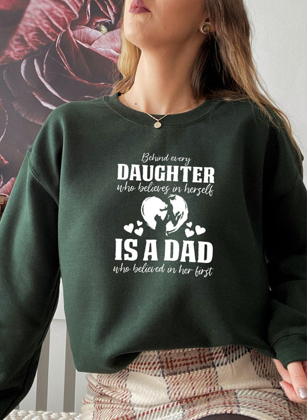 Behind Every Daughter Who Believes In Herself Is A Dad Who Believed In Her First Sweat Shirt shopmerchmallow Virgin Teez - Black Hoodie