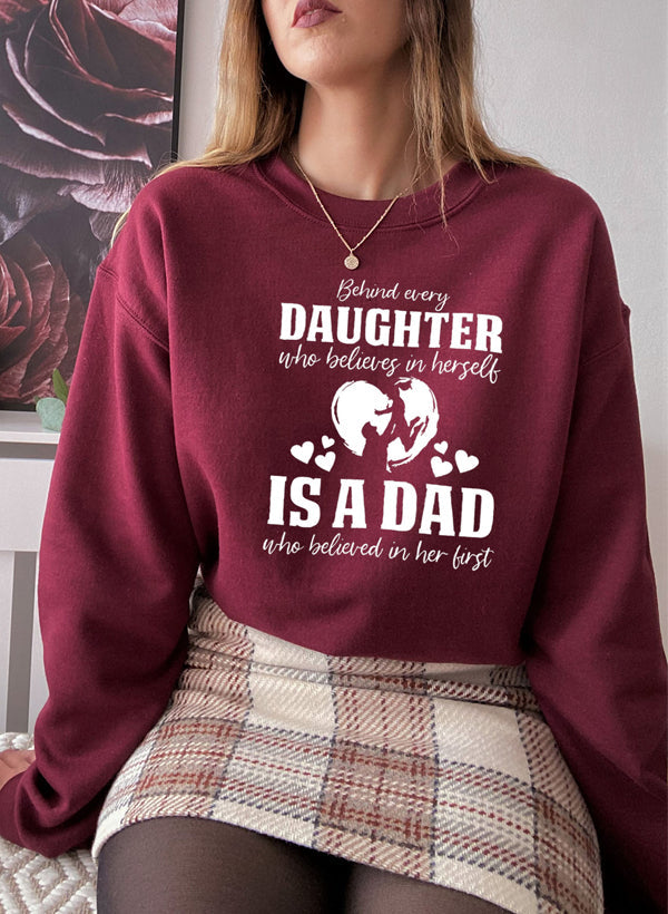 Behind Every Daughter Who Believes In Herself Is A Dad Who Believed In Her First Sweat Shirt shopmerchmallow Virgin Teez - Black Hoodie