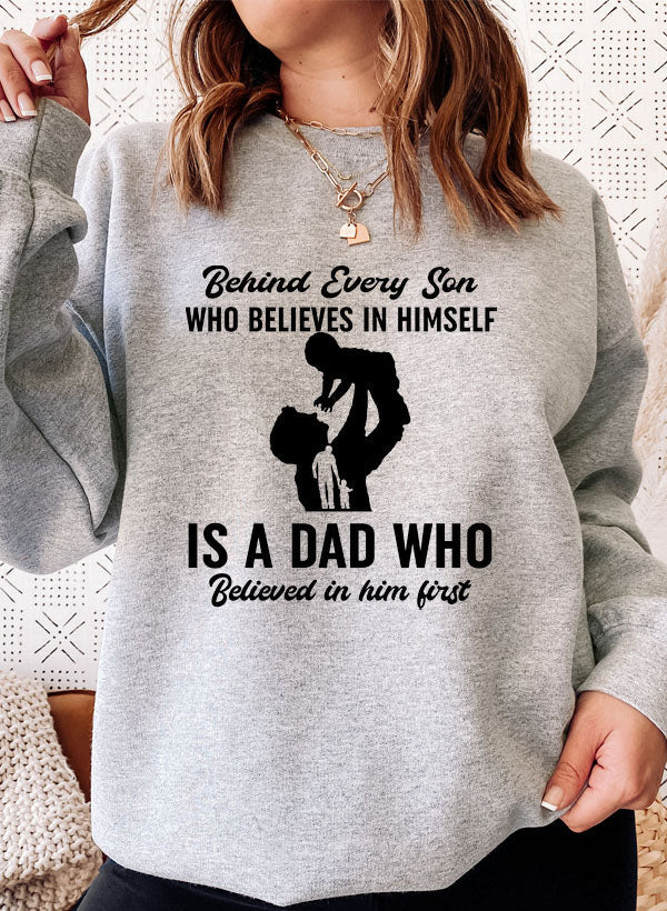 Behind Every Son Who Believes In Himself Sweat Shirt shopmerchmallow Virgin Teez - Black Hoodie