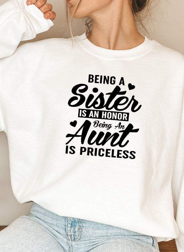 Being A Sister Is An Honor Being An Aunt Is Priceless Sweat Shirt shopmerchmallow Virgin Teez - Black Hoodie
