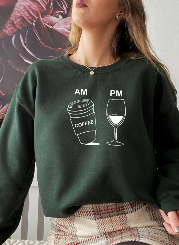 Coffee & Wine Sweat Shirt shopmerchmallow Virgin Teez - Black Hoodie