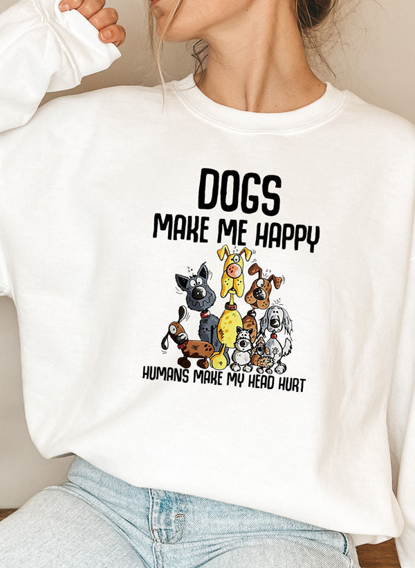 Dogs Make Happy Sweat Shirt shopmerchmallow Virgin Teez - Black Hoodie