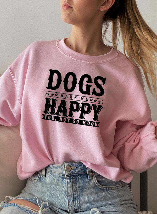 Dogs Make Happy Sweat Shirt shopmerchmallow Virgin Teez - Black Hoodie