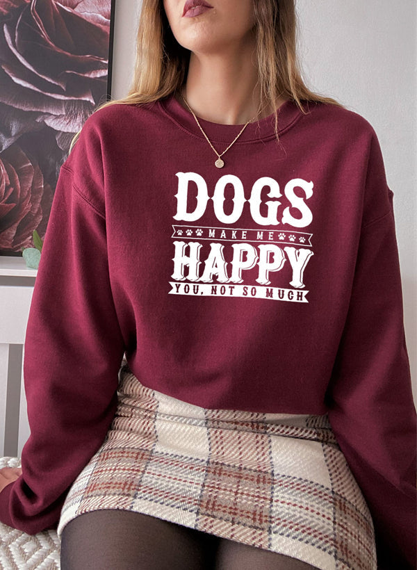 Dogs Make Happy Sweat Shirt shopmerchmallow Virgin Teez - Black Hoodie
