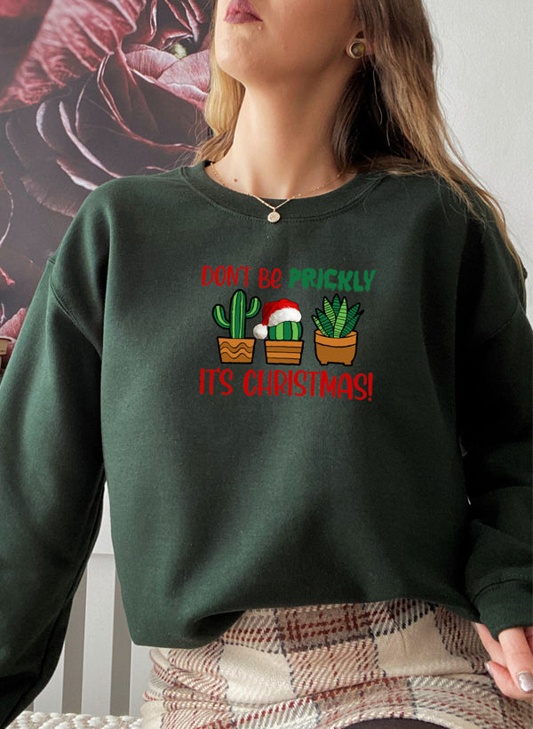 Dont Be Prickly Its Christmas Sweat Shirt shopmerchmallow Virgin Teez - Black Hoodie