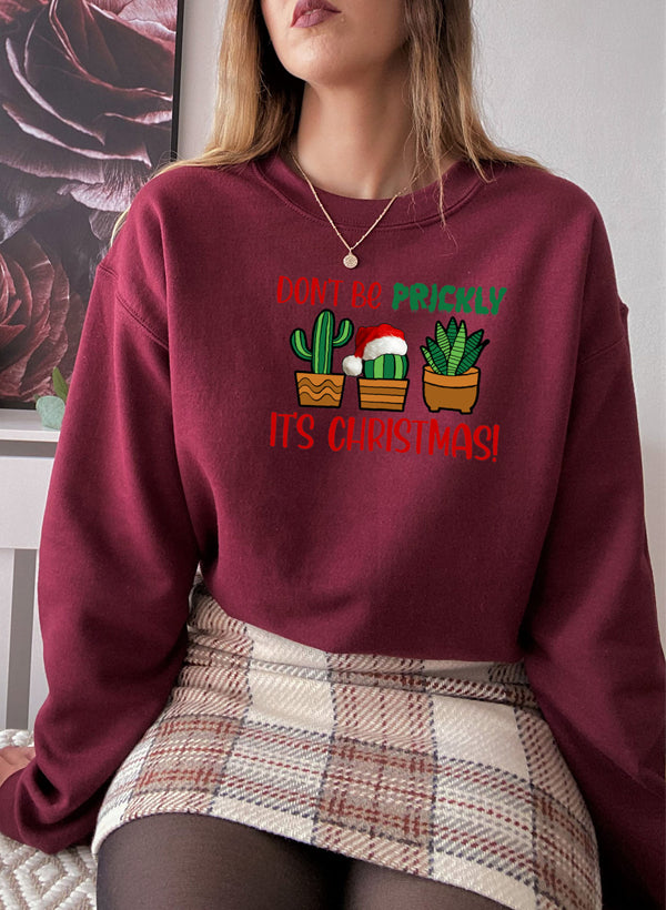 Dont Be Prickly Its Christmas Sweat Shirt shopmerchmallow Virgin Teez - Black Hoodie