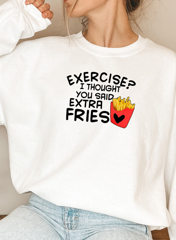 Exercise I Thought You Said Extra Fries Sweat Shirt shopmerchmallow Virgin Teez - Black Hoodie