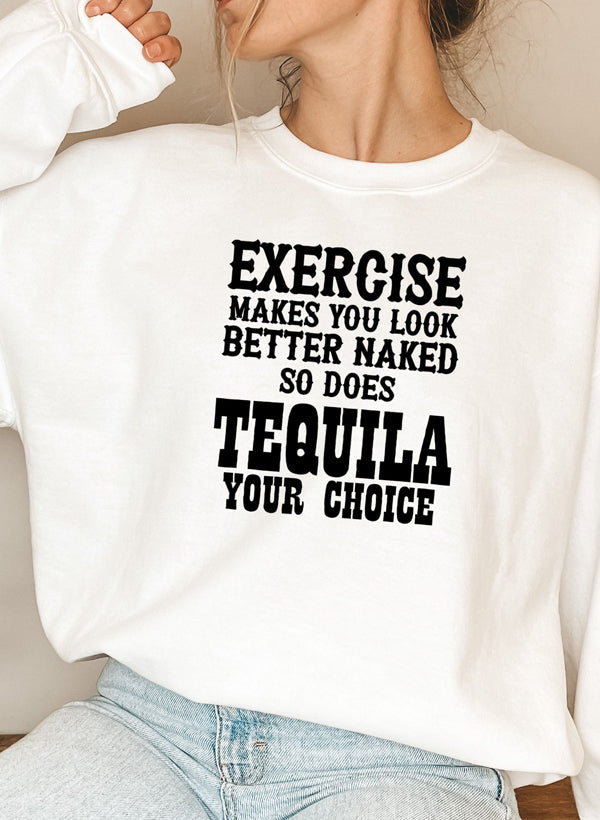Exercise Makes You Look Better Sweat Shirt shopmerchmallow Virgin Teez - Black Hoodie