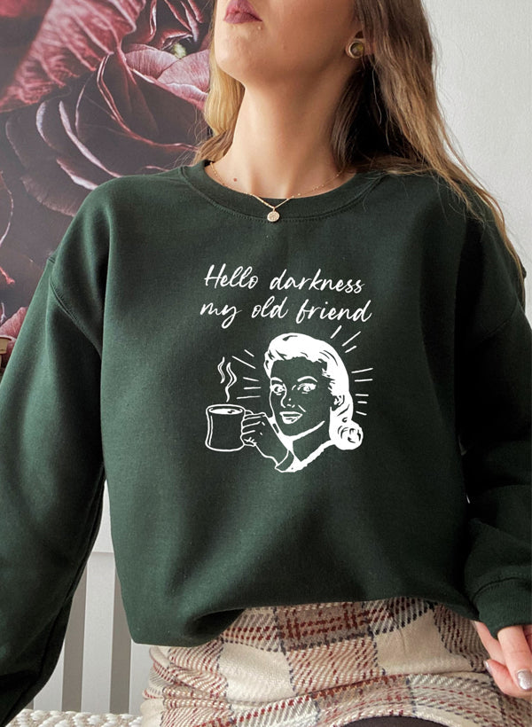 Hello Darkness My Old Friend Coffee Sweat Shirt shopmerchmallow Virgin Teez - Black Hoodie