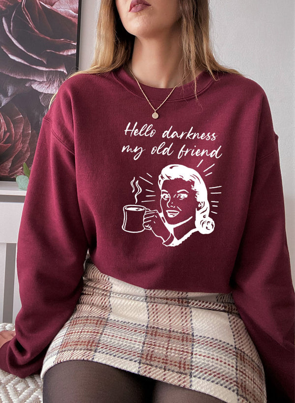 Hello Darkness My Old Friend Coffee Sweat Shirt shopmerchmallow Virgin Teez - Black Hoodie
