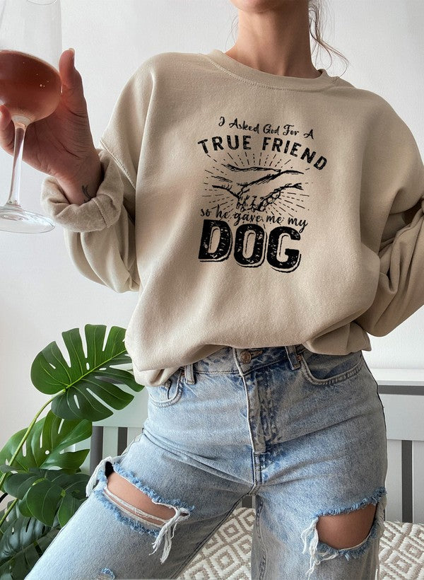 I Asked God For A True Friend Sweat Shirt shopmerchmallow Virgin Teez - Black Hoodie