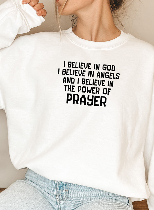 I Believe In God I Believe In Angels and I Believe In The Power Of Prayer Sweat Shirt shopmerchmallow Virgin Teez - Black Hoodie