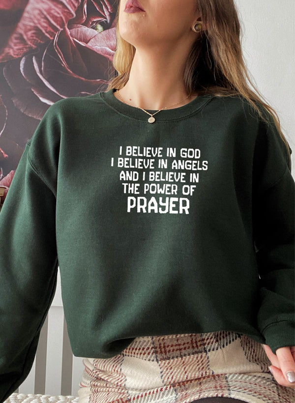 I Believe In God I Believe In Angels and I Believe In The Power Of Prayer Sweat Shirt shopmerchmallow Virgin Teez - Black Hoodie