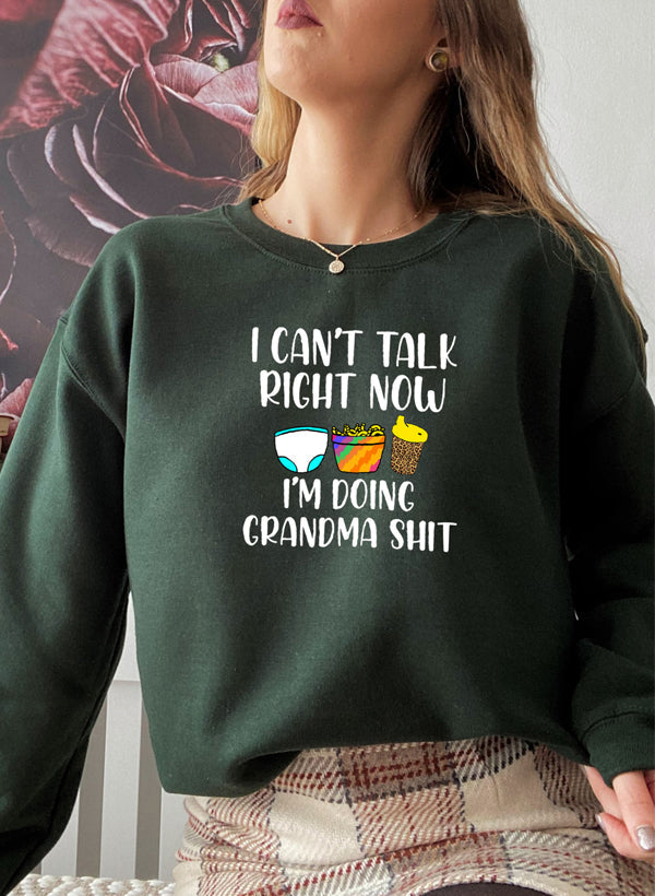 I Cant Talk Right Now Im Doing Grandma Stuff Sweat Shirt shopmerchmallow Virgin Teez - Black Hoodie
