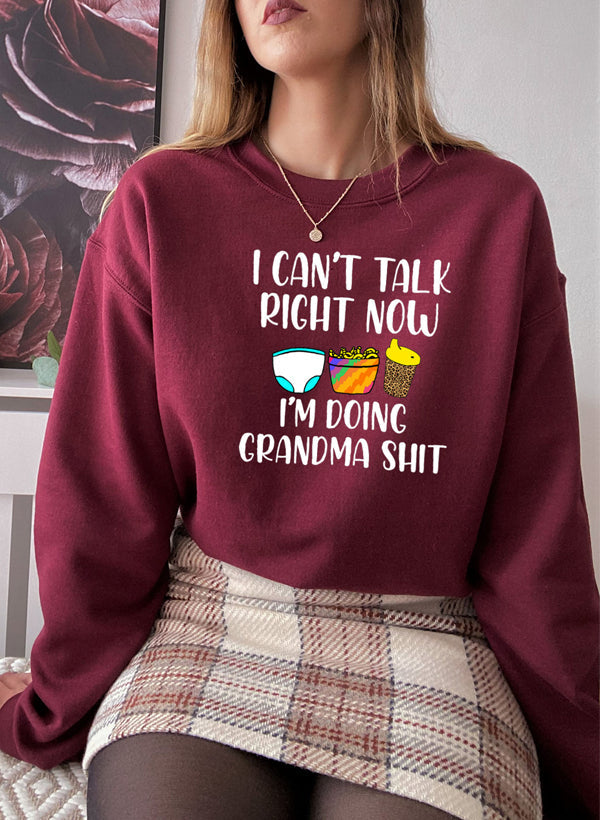 I Cant Talk Right Now Im Doing Grandma Stuff Sweat Shirt shopmerchmallow Virgin Teez - Black Hoodie