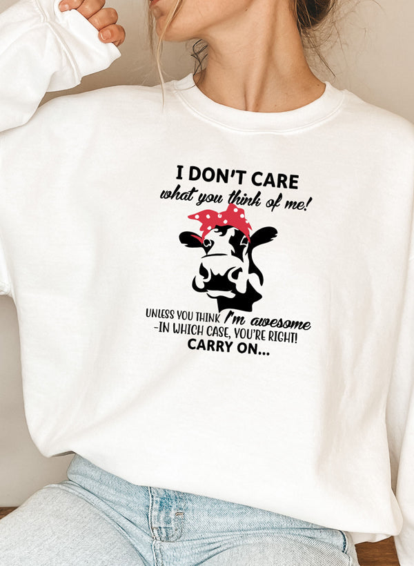 I Dont Care What You Think Of Me Sweat Shirt shopmerchmallow Virgin Teez - Black Hoodie
