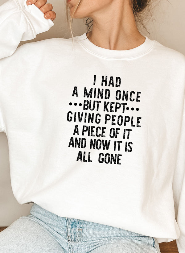 I Had A Mind Once Sweat Shirt shopmerchmallow Virgin Teez - Black Hoodie