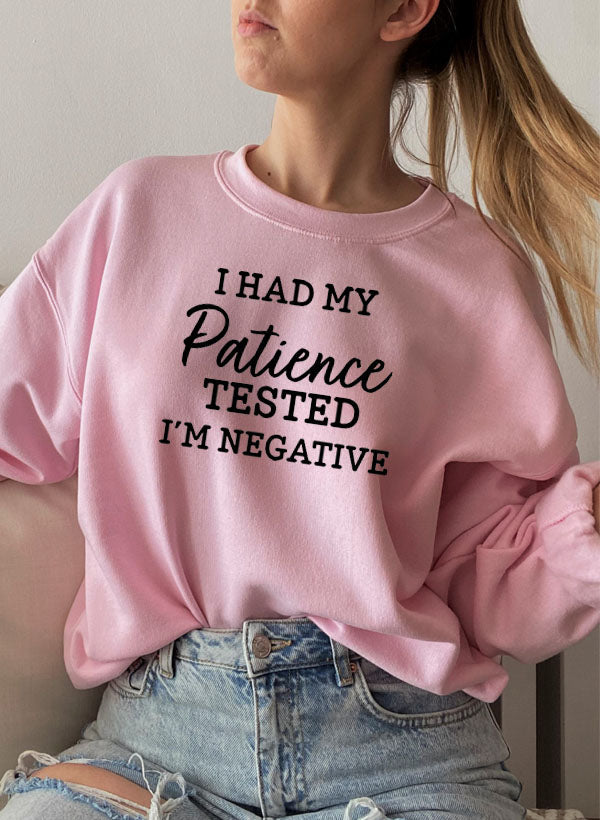 I Had My Patience Tested Im Negative Sweat Shirt shopmerchmallow Virgin Teez - Black Hoodie