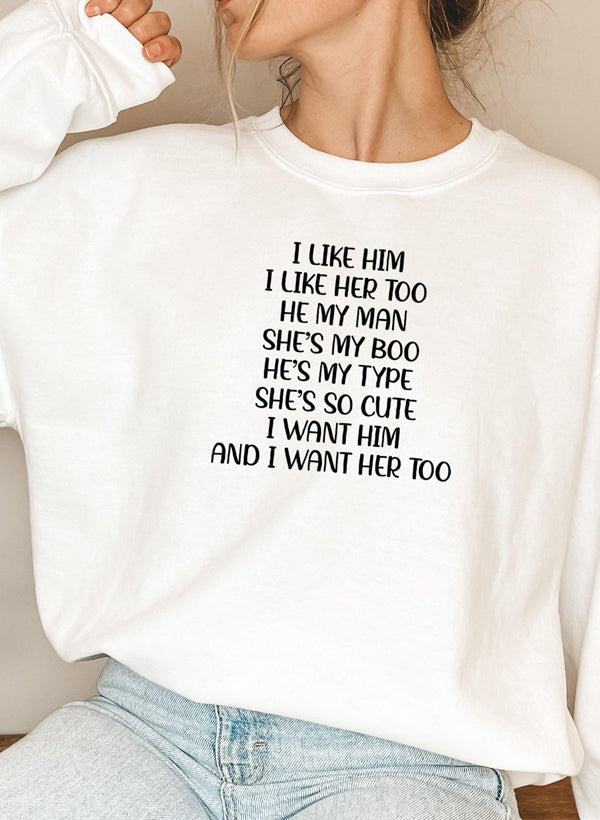 I Like Him Plants Sweat Shirt shopmerchmallow Virgin Teez - Black Hoodie