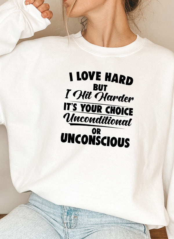I Love Hard Sweat Shirt shopmerchmallow Virgin Teez - Black Hoodie